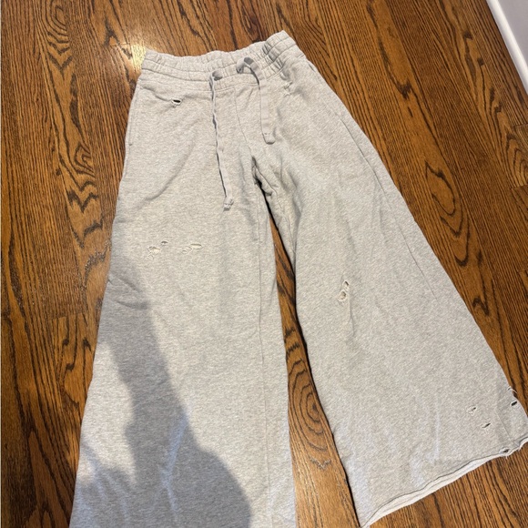 Light Gray Lounge Sweatpants - Distressed Cozy Fit - Picture 4 of 7